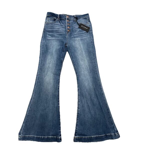 NEW Risen Los Angeles High Waisted Button Fly Flare Jeans Women’s Size 13/31 - Picture 3 of 12